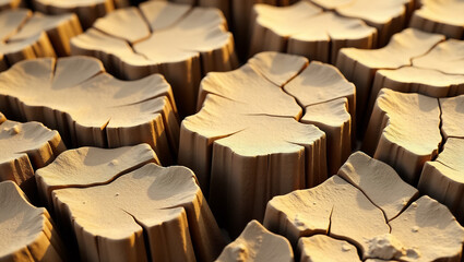 Fototapeta premium Drought-Ravaged Mosaic: Fragmented Cracks on Dry Earth