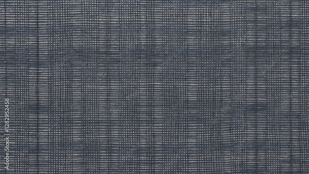 Poster textured fabric pattern in shades of dark blue and gray with a grid design creating a modern visual 