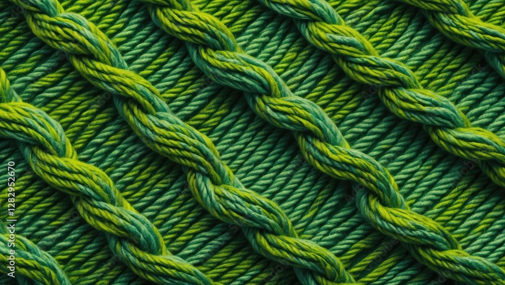 Poster green twisted yarn texture with varying shades of green in a diagonal pattern suitable for textile a