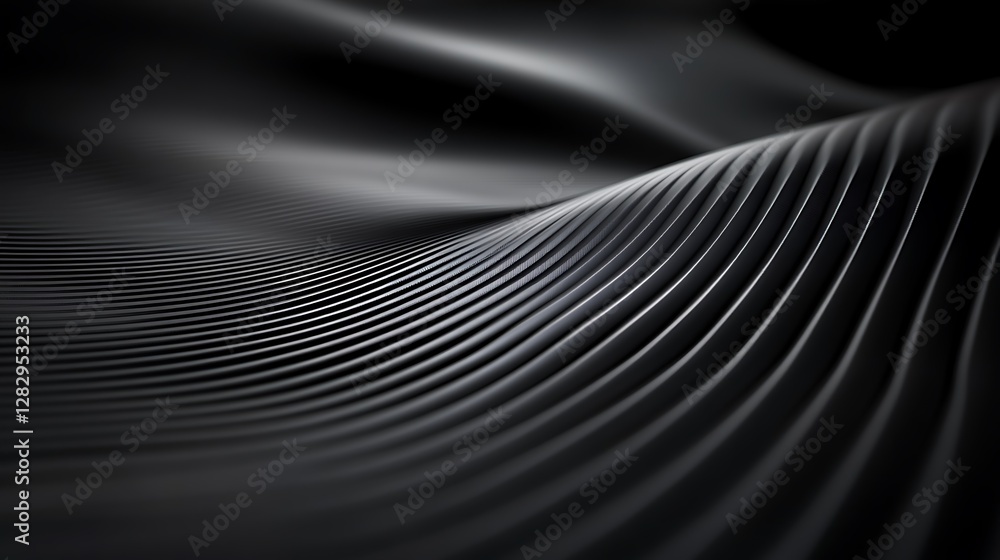 Poster the abstract image shows textured lines making curves