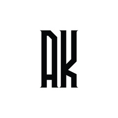 AK monogram logo design letter text name symbol monochrome logotype alphabet character simple logo