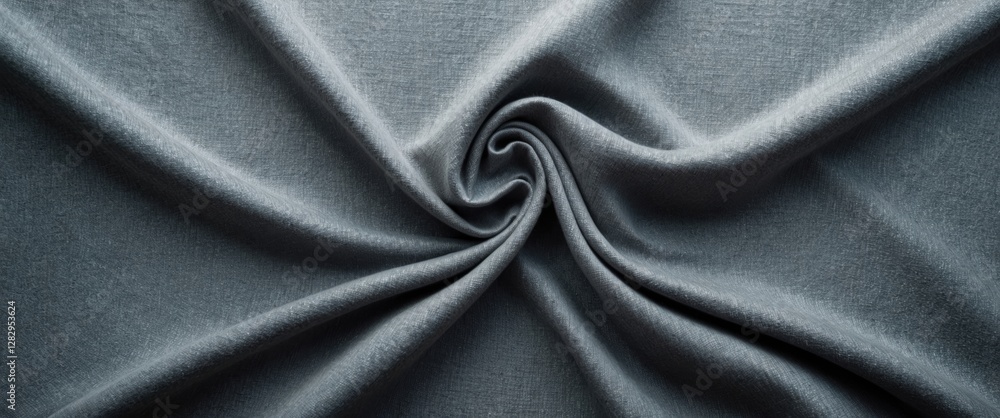 Poster gray fabric texture with smooth, elegant folds and swirls, capturing depth and softness in textile d