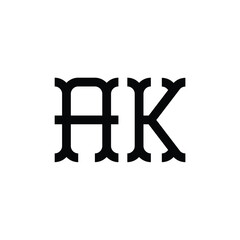 AK monogram logo design letter text name symbol monochrome logotype alphabet character simple logo