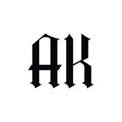 AK monogram logo design letter text name symbol monochrome logotype alphabet character simple logo