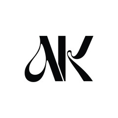 AK monogram logo design letter text name symbol monochrome logotype alphabet character simple logo