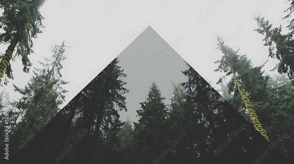 Poster majestic trees create a beautiful symmetrical design with a triangle