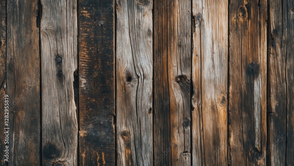 Poster wooden wall texture with weathered planks showing natural grain patterns and rustic color variations