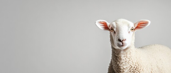 Fototapeta premium Sheep portrait in a minimalist studio setting