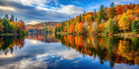 Autumn Serenity on the Water, wilderness, autumnal landscape,  wilderness, autumnal landscape