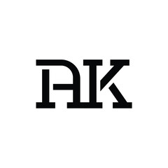 AK monogram logo design letter text name symbol monochrome logotype alphabet character simple logo