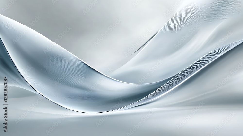 Poster abstract image showcasing light gray fabric with a flowing design