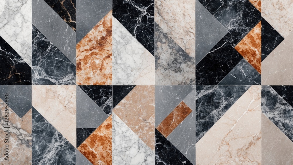 Poster geometric abstract marble texture background with various shades of gray, black, white, and orange i