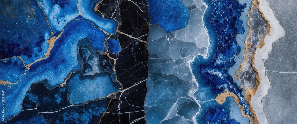 Aufkleber blue and gray agate stone texture with natural patterns and veins for abstract background design