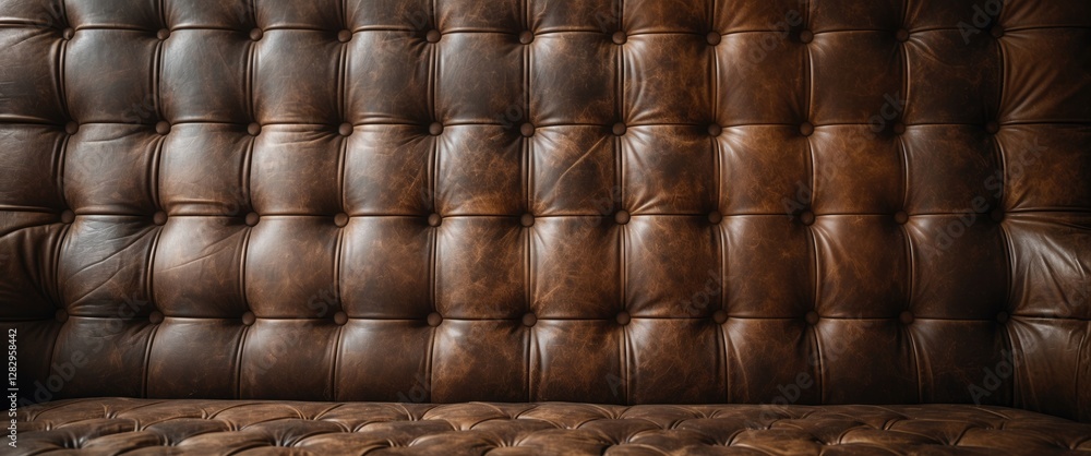 Aufkleber brown leather tufted sofa background texture with detailed stitching and soft surface patterns.