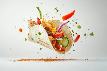 Exploding Vegetable Taco in mid air flight