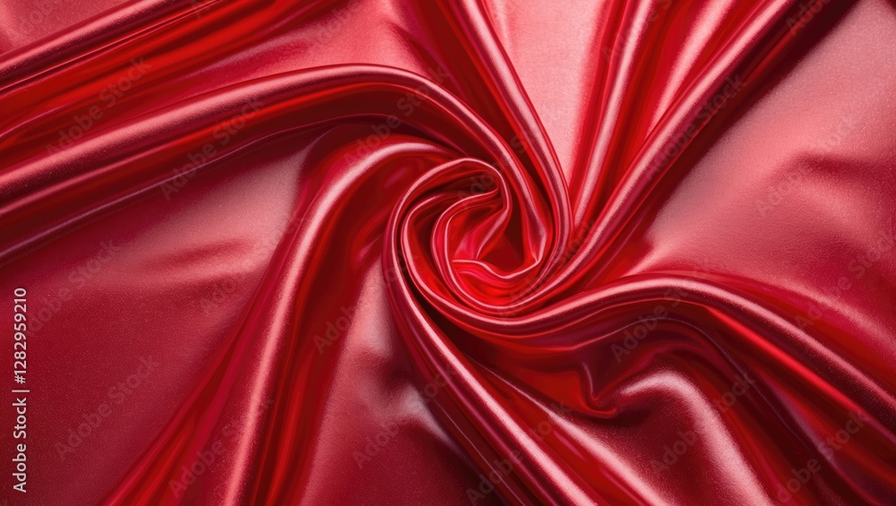 Poster red satin fabric texture with smooth, glossy finish and intricate folds creating a luxurious appeara