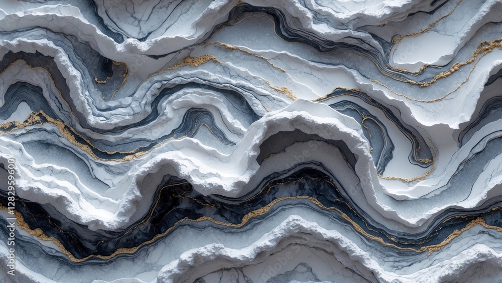 Poster abstract marbled texture with wavy patterns in gray white and gold tones suitable for backgrounds an