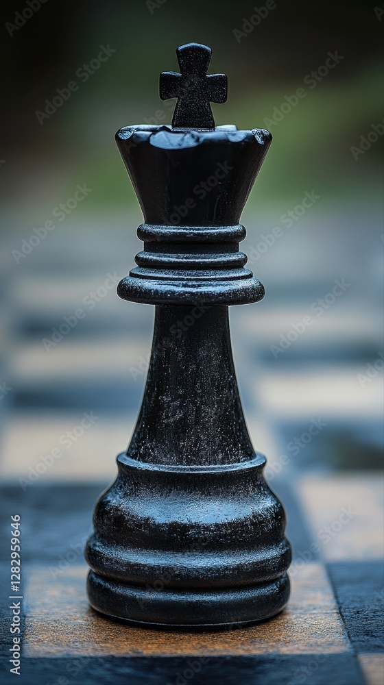 Poster a single chess piece displaying intricacy and strategy representing the game of chess and tactical t