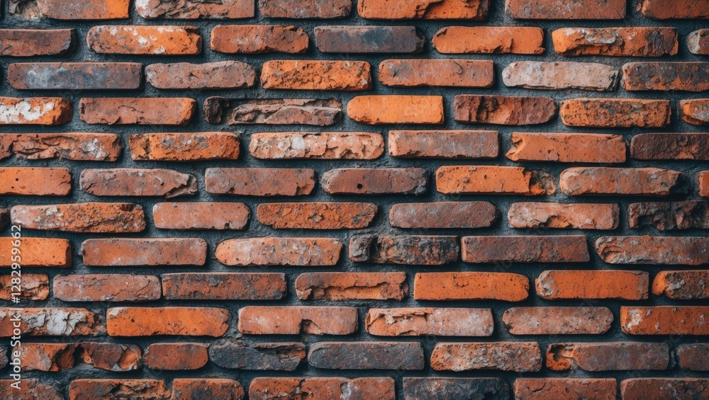 Poster texture of an old red brick wall with varying shades and patterns showcasing the structure and weath