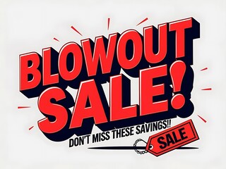 Red bold Blowout Sale text on a white background