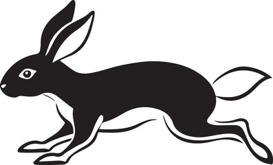 "Black and White Stylized Hare Illustration"