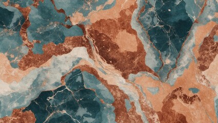 Naklejka premium Abstract marble texture in shades of teal, brown, and cream with natural veining patterns for backgrounds and designs