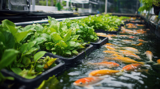 Serene Koi Pond with Lush Floating Plants and Vibrant Fish a Tranquil Aquatic Ecosystem Showcase of Natural Harmony and Beauty in a Captivating Scene
