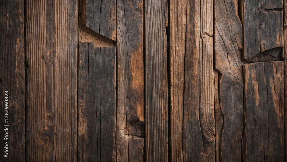 Poster dark weathered wooden planks background with various textures and patterns suitable for rustic desig
