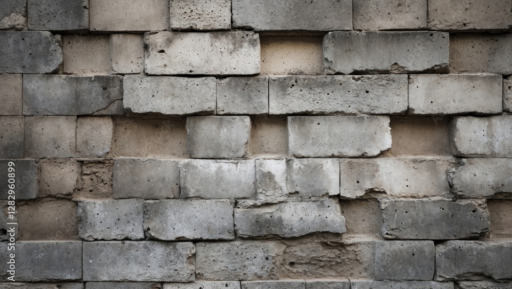 Poster gray concrete block wall texture with rough surface and structural imperfections. suitable for backg