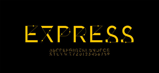Font alphabet made arrow, letters from A, B, C, D, E, F, G, H, I, J, K, L, M, N, O, P, Q, R, S, T, U, V, W, X, Y, Z and numbers from 0, 1, 2, 3, 4, 5, 6, 7, 8, 9