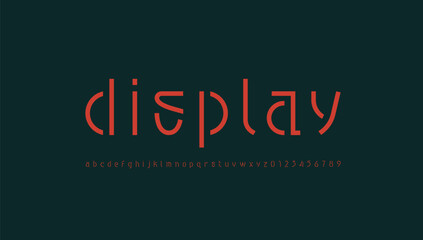 Modern font stencil alphabet made retro style, lowercase old colored letters from A to Z and numbers from 0 to 9