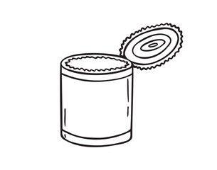Tin can doodle hand drawn icon. Tin can camp canned food drawing outline clipart