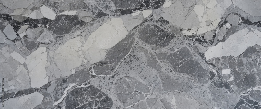 Poster gray and white marble texture background with a random pattern of stone fragments and veins in a pol