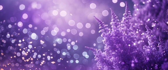 Fototapeta premium Purple floral background with bokeh lights and soft focus for abstract design and creative projects.