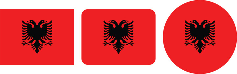 Albanian Flag Design in Square and Circle Shapes