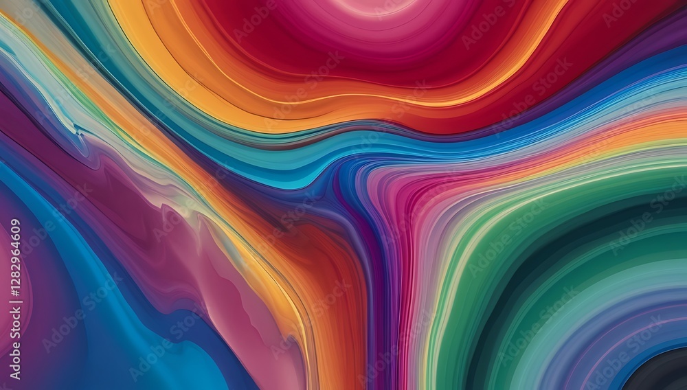 Poster a colorful and abstract design with flowing rainbow patterns