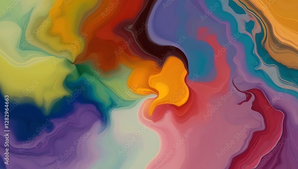 Aufkleber a colorful fluid abstract artistic composition with swirling patterns and colors