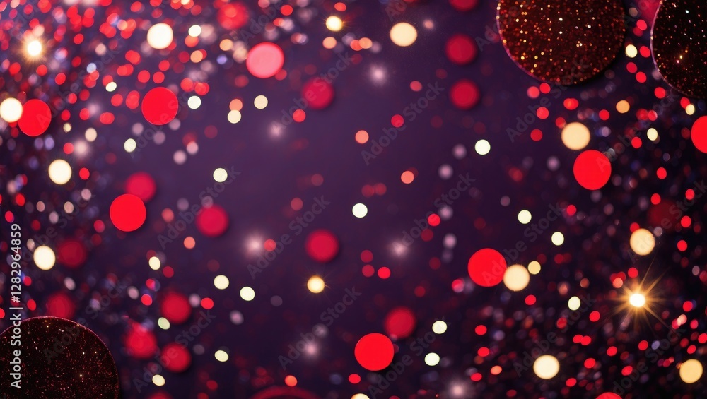 Aufkleber colorful bokeh background with red and white circles on a dark purple backdrop creating a festive at