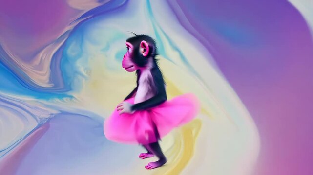 monkey in a pink tutu doing a dance weird funny video movie music catchy