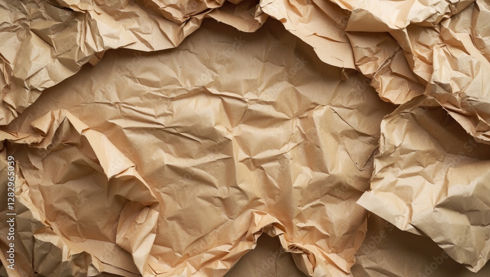 Poster grainy textured backdrop of crumpled brown paper creating an abstract surface in natural light for u