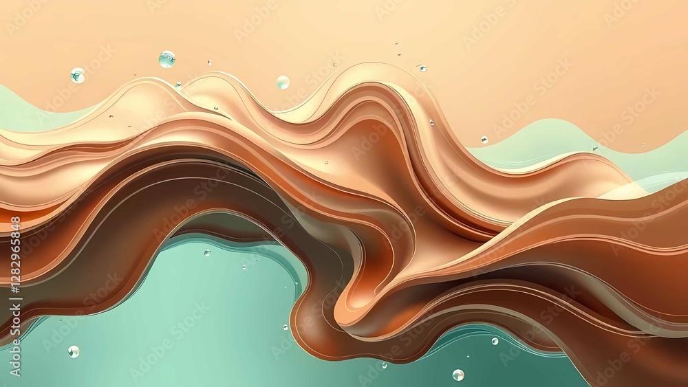 Poster a dynamic fusion of mocha mousse and seafoam green creates elegant harmony with flowing lines and or