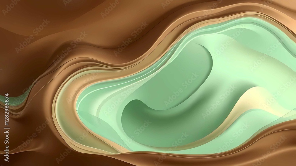 Poster a dynamic fusion of mocha mousse and seafoam green creates elegant harmony with flowing lines and or