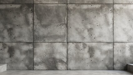 Gray textured concrete wall interior architectural background with minimalist design elements