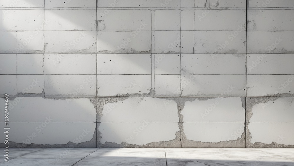 Poster interior concrete wall with light shadows and textured surface in modern architectural design, empty