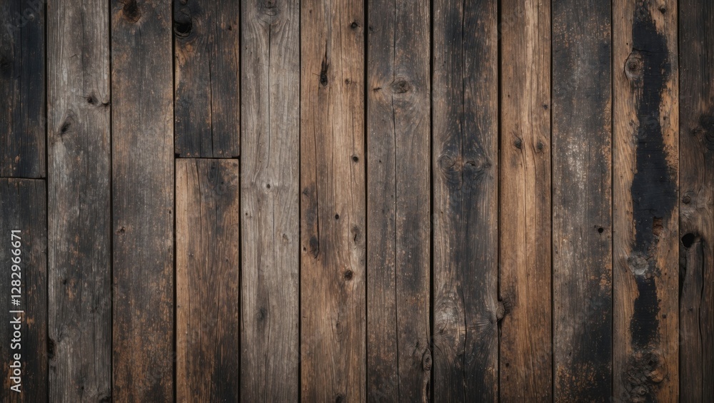 Poster dark rustic wooden plank texture background with visible grain and knots suitable for various design
