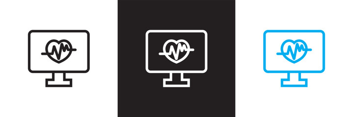 Digital healthcare and telemedicine icon isolated on white and black background.  Vector illustration. EPS 10