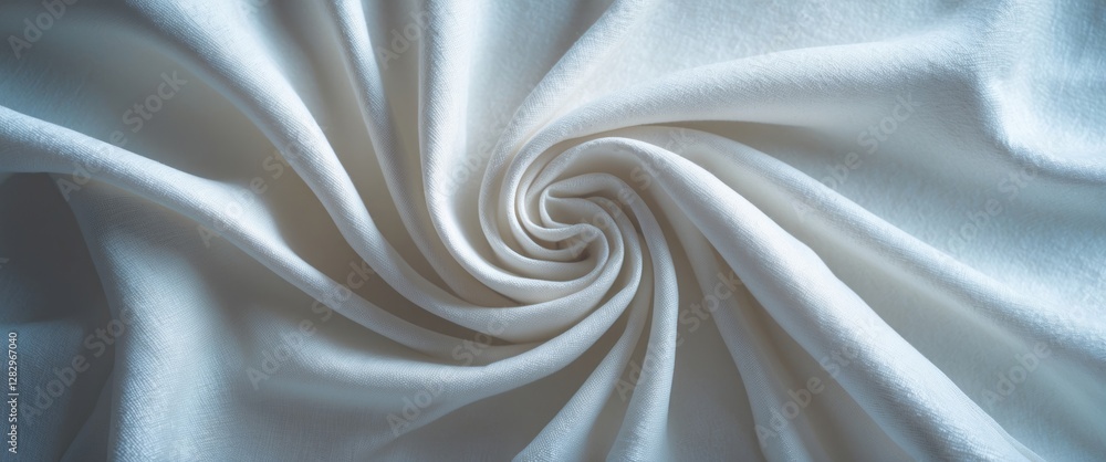 Poster white fabric background with swirling folds and soft texture for textile and fashion design concepts