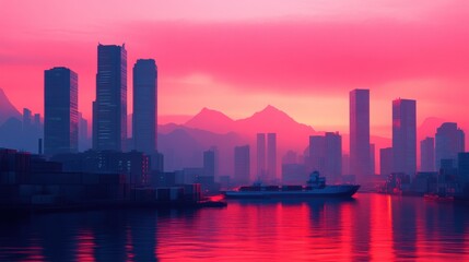 Fototapeta premium Global trade logistics shipping freight transport in futuristic city