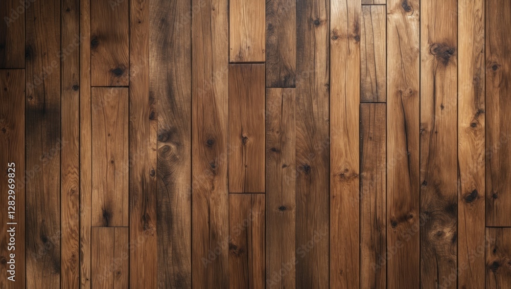 Poster wooden floor texture with varied grain patterns and natural imperfections in brown tones suitable fo