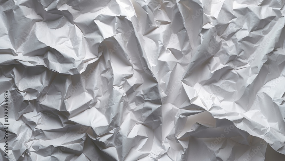 Poster crumpled texture of white paper background with shadows and creases for design and abstract concepts